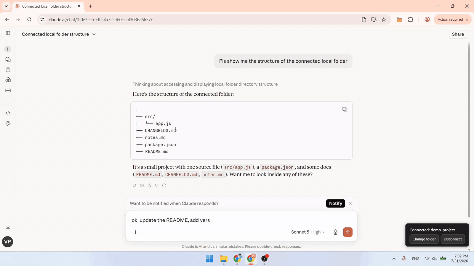 claudeFS demo